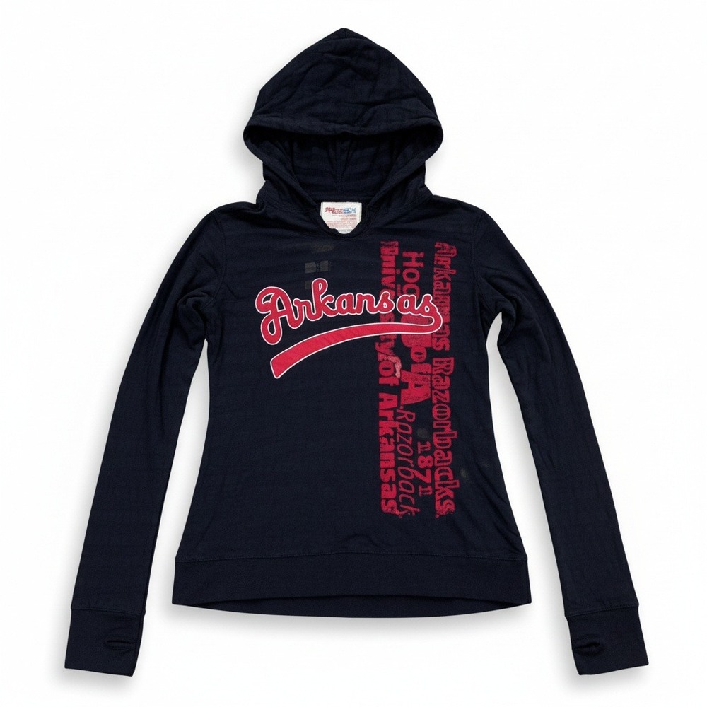 Pressbox Shirt Youth Girl's Arkansas Razorbacks Black Hoodie Long Sleeve Large‎